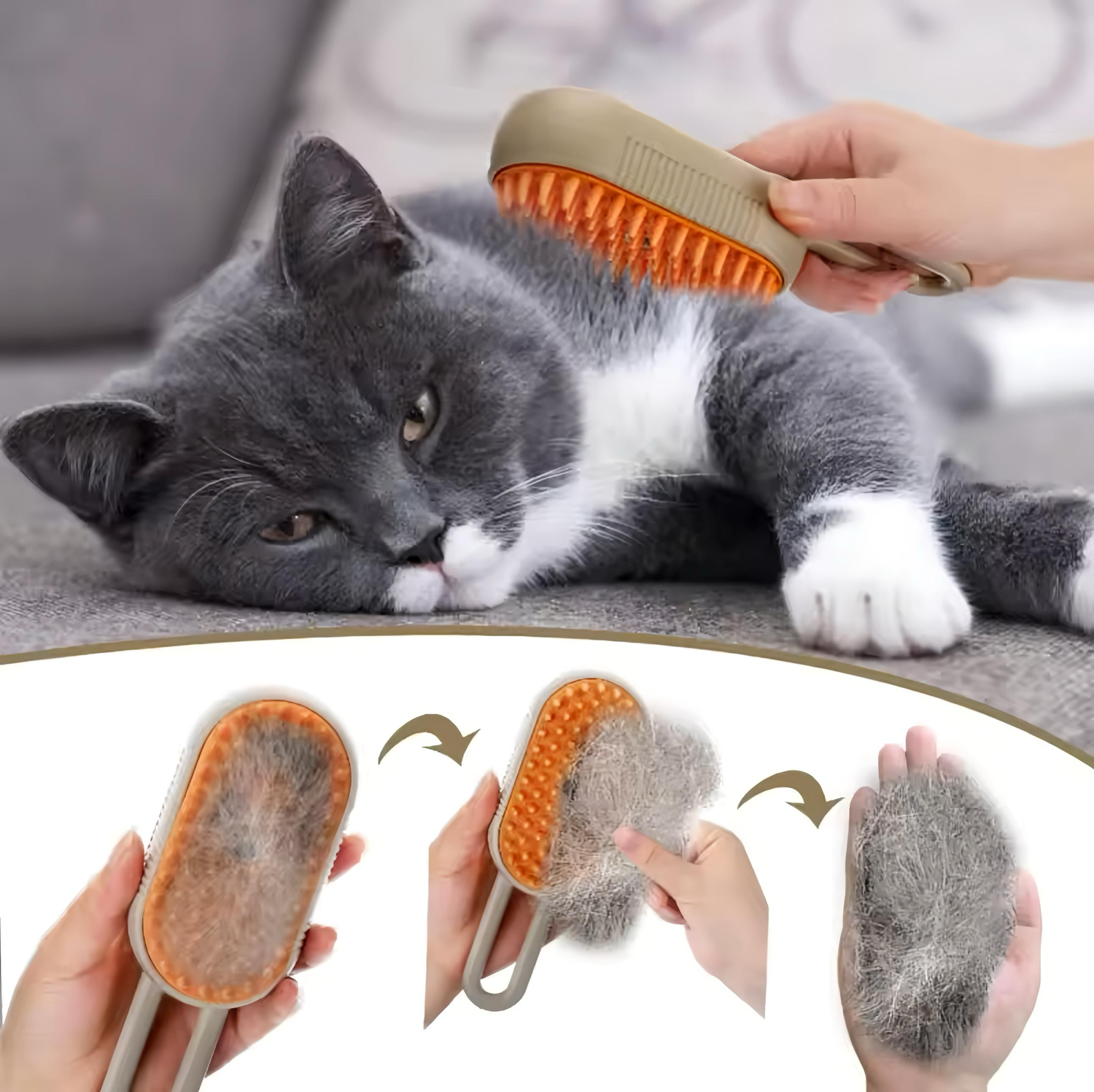 Steam Pet Brush – 3-in-1 Grooming Comb with Mist Spray