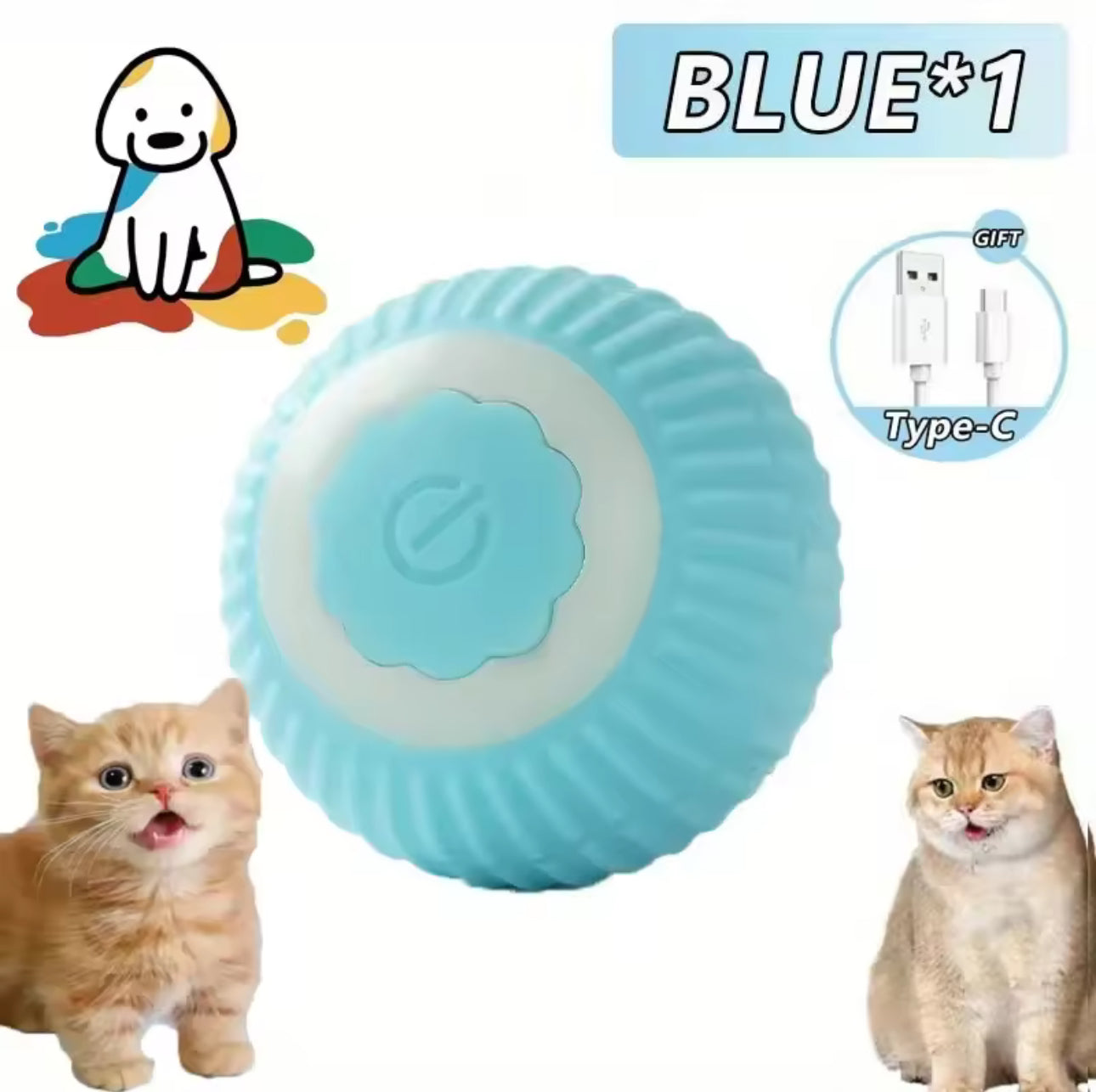 Smart Rechargeable Pet Toy Ball – Interactive Rolling Ball for Cats & Small Dogs | USB Charging | Durable & Quiet