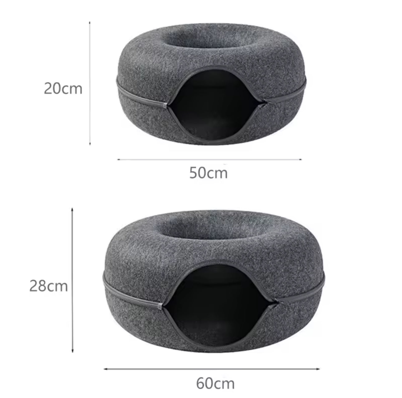 CozyDonut™ – Dual-Layer Cat Cave & Tunnel Bed