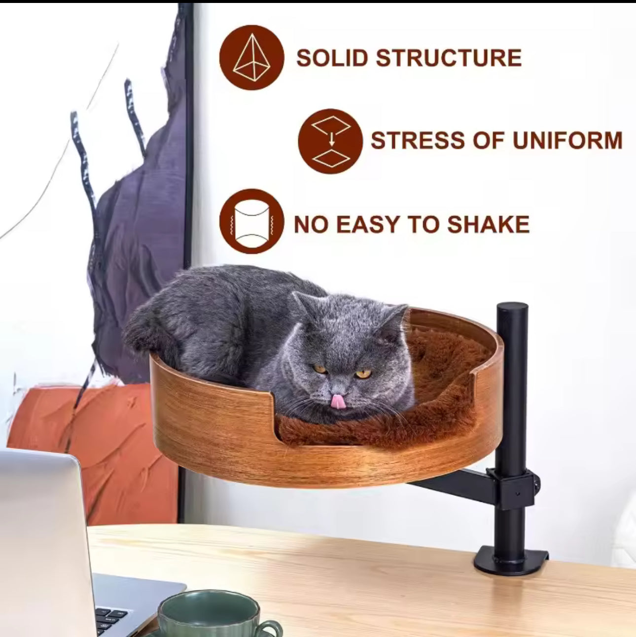 Pawdessey™ 360° Rotating Desktop Cat Bed – Adjustable, Stylish & Space-Saving