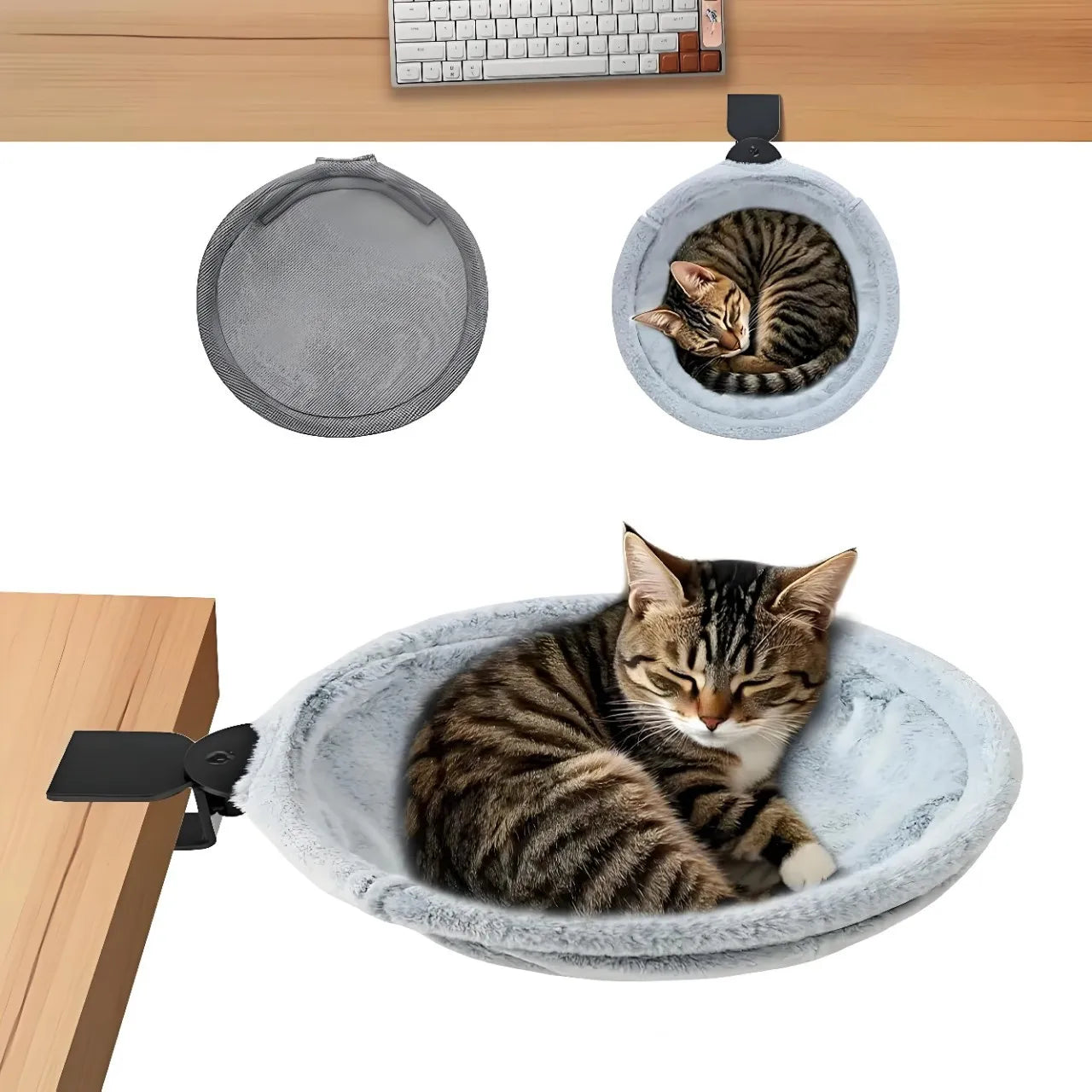 Keep Your Cat Close & Comfy While You Work 🐾 | Adjustable Desk Hammock Bed by Pawdessey™
